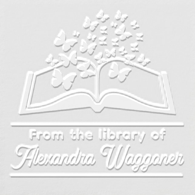 Butterflies Book “From the library of” Name Embosser (Design)