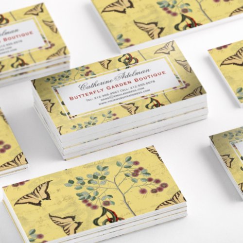 Butterflies Botanical Vintage Chinoiserie Business Card