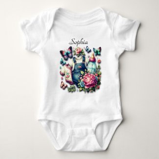 Butterflies, Bottle Water and Blue Jeans Spring Baby Bodysuit