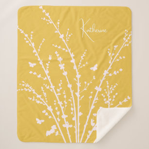  Butterflies Branches Customizable Name   Sherpa Blanket