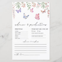 Butterflies Bridal Shower Advice & Prediction Card