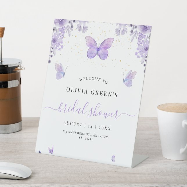 Butterflies Bridal Shower, Bridal Brunch Party Pedestal Sign (In SItu)
