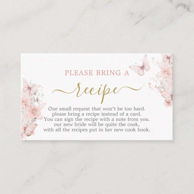 Butterflies Bridal Shower Recipe Card Request (Front)