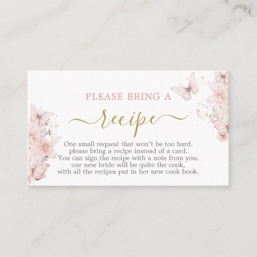 Butterflies Bridal Shower Recipe Card Request