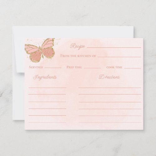 Butterflies Bridal Shower Recipe Instructions Card