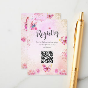 Butterflies Bridal Shower Registry QR Code Enclosure Card