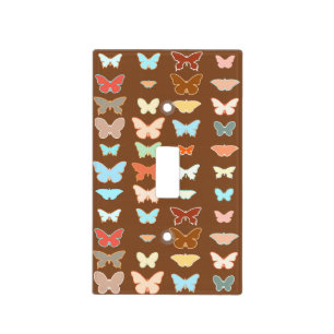 Butterflies, brown, turquoise and coral light switch cover