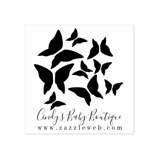 Butterflies Business Baby Boutique Clothing Logo   Rubber Stamp (Imprint)