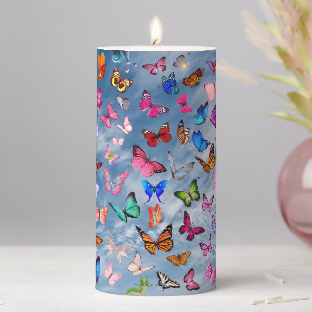 Butterflies Butterfly Pillar Candle (In Situ)