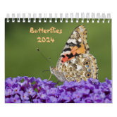 Tableau moderne Calendar 2024 - Beautiful Butterflies Flying Over a  Blooming Meadow - Textes - Typographie - Tableaux