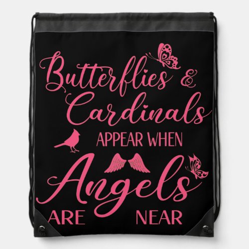 Butterflies  Cardinals Appear When Angel Are Near Drawstring Bag