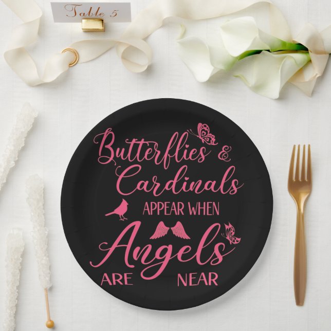 Butterflies & Cardinals Appear When Angel Are Near Paper Plates (Wedding)