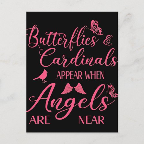 Butterflies  Cardinals Appear When Angel Are Near Postcard