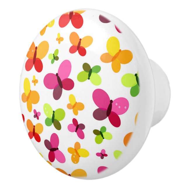 Butterflies Ceramic Cabinet Knob (Right)