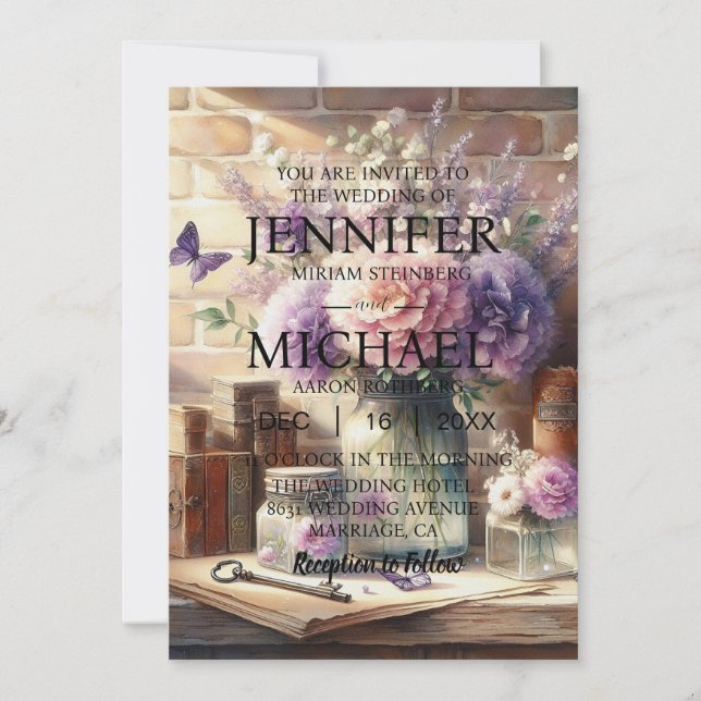 Butterflies Classic Wedding Invitations (Front)