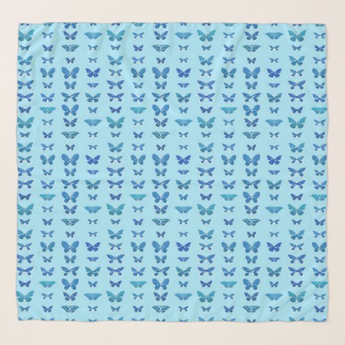 Butterflies Cobalt Blue Light Blue Background Scarf