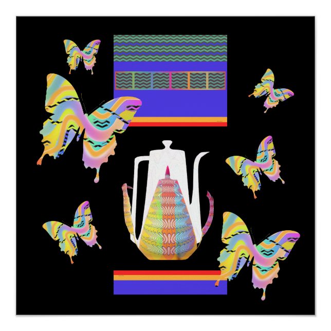 Butterflies Coffee Pots Poster (Front)
