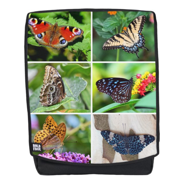 Butterflies Collage Peacock Blue Tiger Swallowtail Backpack (Front)