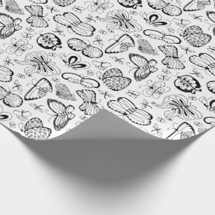 Butterflies Color Your Own Black and White Pattern Wrapping Paper
