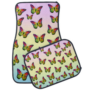 BUTTERFLIES COLORFUL ABSTRACT CAR FLOOR MAT