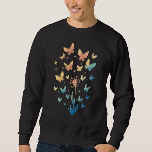 Butterflies Colourful Dandelion Print Animal Sweatshirt (Front)