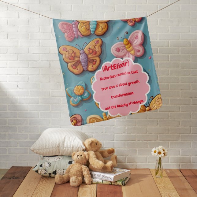 Butterflies Cookie Print Baby Blanket (In Situ)