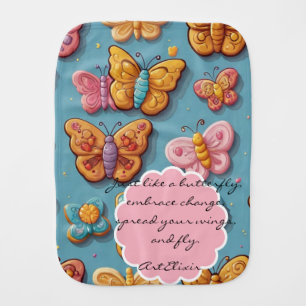 Butterflies Cookie Print Baby Burp Cloth