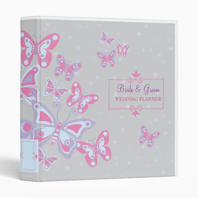 Butterflies (Cool Chic) Wedding Planner 3 Ring Binder (Front/Spine)