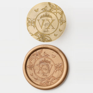 Butterflies Crown Quinceañera Mis XV Años Logo Wax Seal Stamp