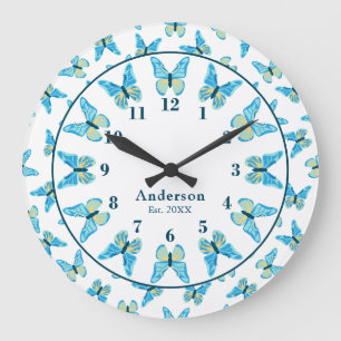 Butterflies Custom Colors Large Clock