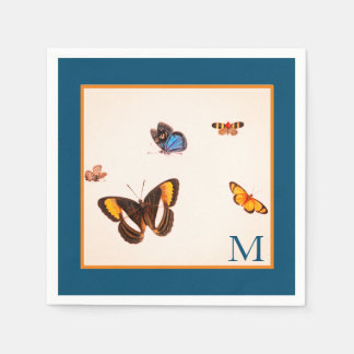 BUTTERFLIES CUSTOM INITIAL CUSTOM PAPER NAPKIN
