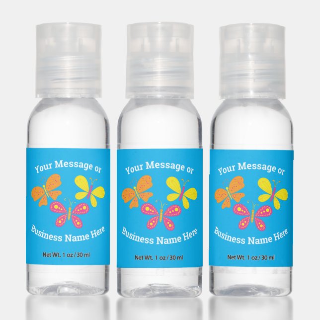 Butterflies Cute Kids Business Logo Name Message Hand Sanitizer (Set)