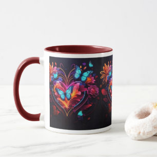 Butterflies Dancing Among Vibrant Flowers Mug