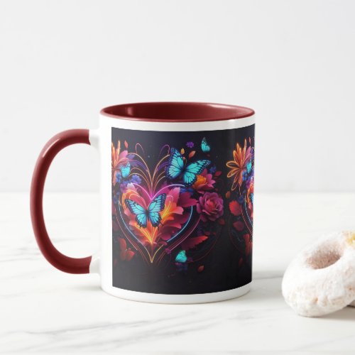  Butterflies Dancing Among Vibrant Flowers Mug