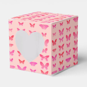 Butterflies, deep pink, pale pink background favor boxes