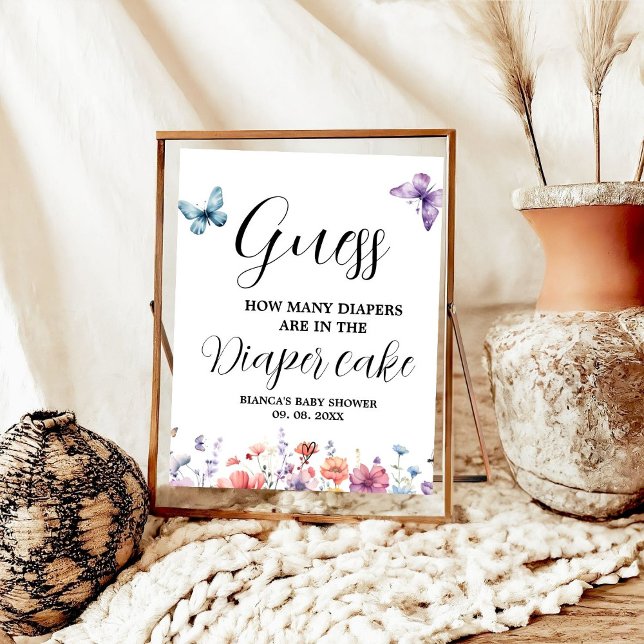 Butterflies Diaper cake guessing Baby Shower Game  Poster (Creator Uploaded)