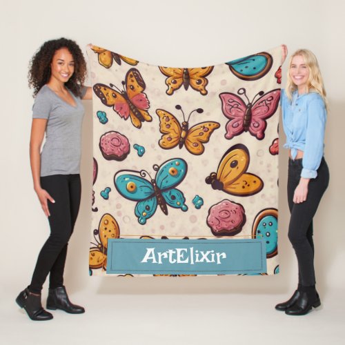 Butterflies Distressed Print  Fleece Blanket