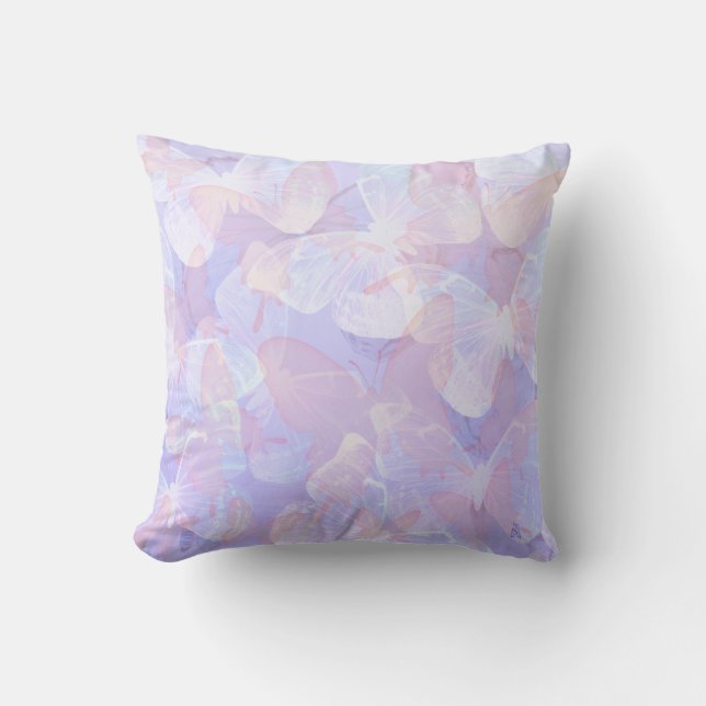 Butterflies Do It - Lavender Throw Pillow (Front)