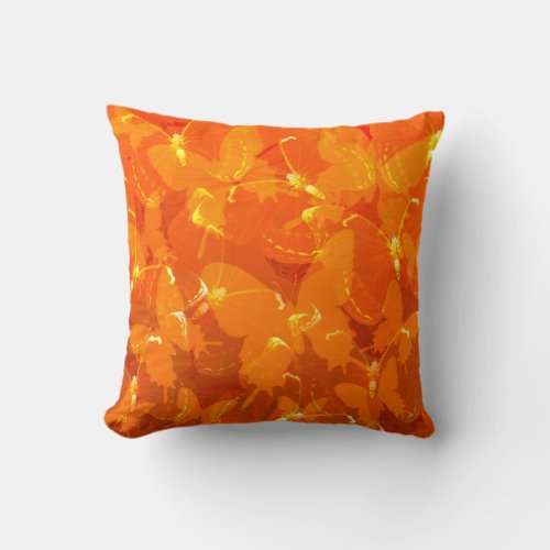 Butterflies Do It _ Orange Throw Pillow