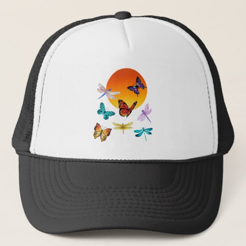 Butterflies  Dragonflies into the Sun Trucker Hat