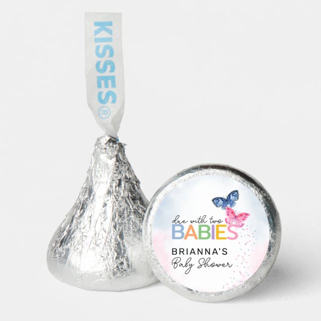 Butterflies Due with Two Babies Baby Shower Hershey®'s Kisses® (Front)