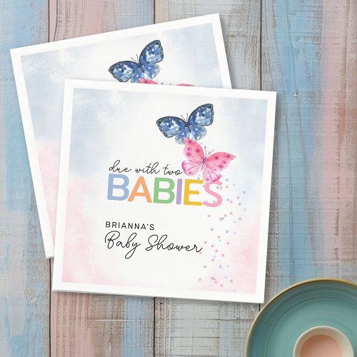 Butterflies Due with Two Babies Baby Shower Napkins