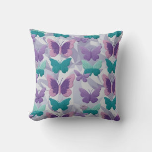 Butterflies Elegant Fabric Style Pattern Throw Pillow