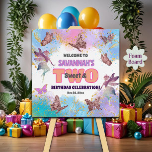Butterflies Fairy Glitter 2nd Birthday Welcome Foam Board