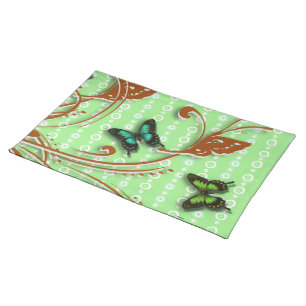 Butterflies farfalle green placemat