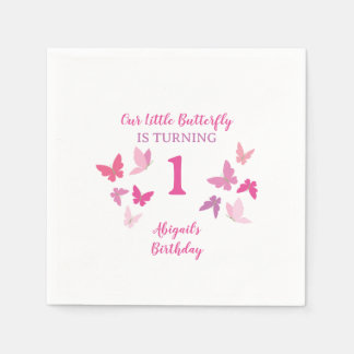 Butterflies First Birthday Napkins