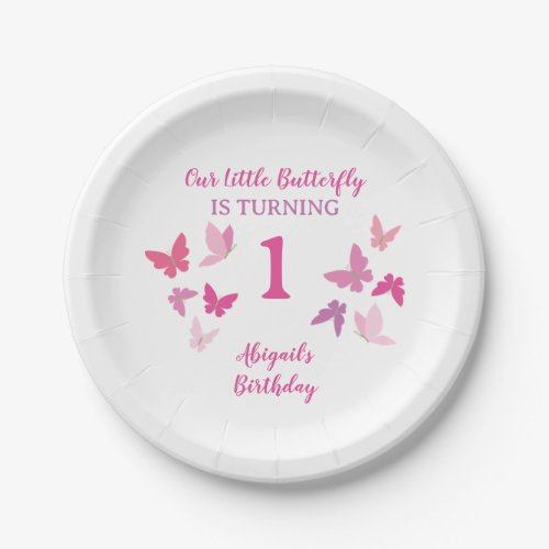 Butterflies First Birthday Paper Plates