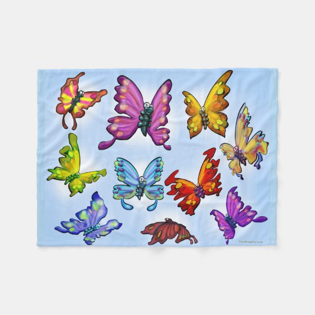 Butterflies Fleece Blanket (Front (Horizontal))