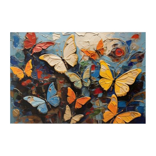 Butterflies Flies Among Vibrant Nature Painting Acrylic Print