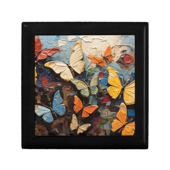 Butterflies Flies Among Vibrant Nature Painting Gift Box (Front)